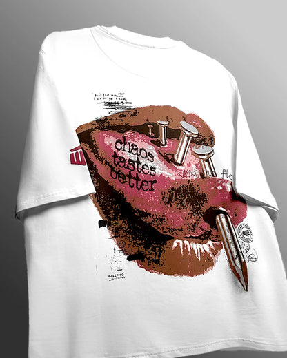 DriftWear Clothing's Riot Off-White Boxy-Fit Oversized Graphic T-Shirt
