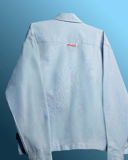 DriftWear Clothing's Ice Blue Striped Boxy-Fit Cotton Shirt