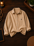 Premium Beige Textured Full Sleeve Shirt with Chest Pocket