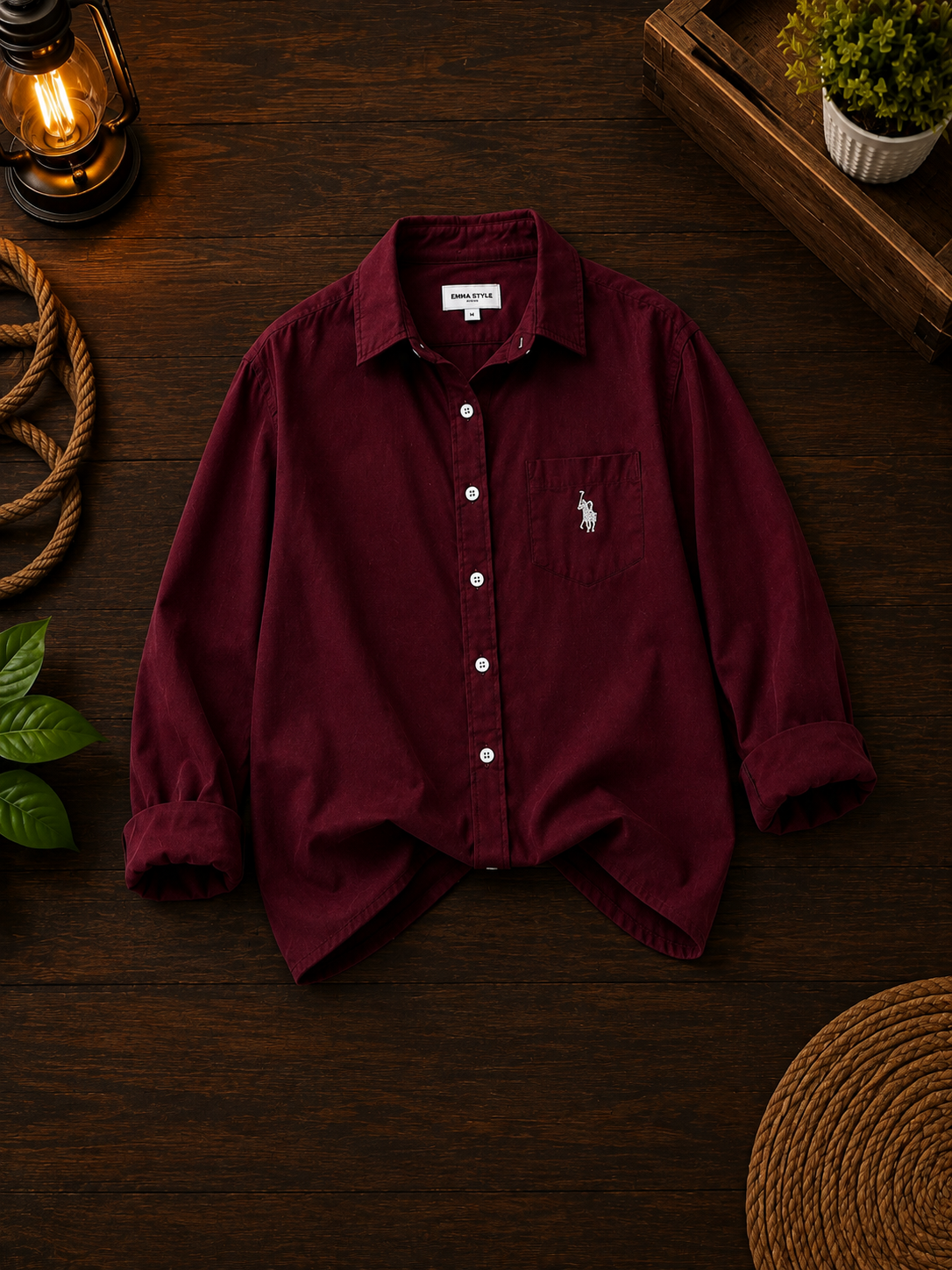 Premium Burgundy Full Sleeve Casual Shirt with Chest Pocket