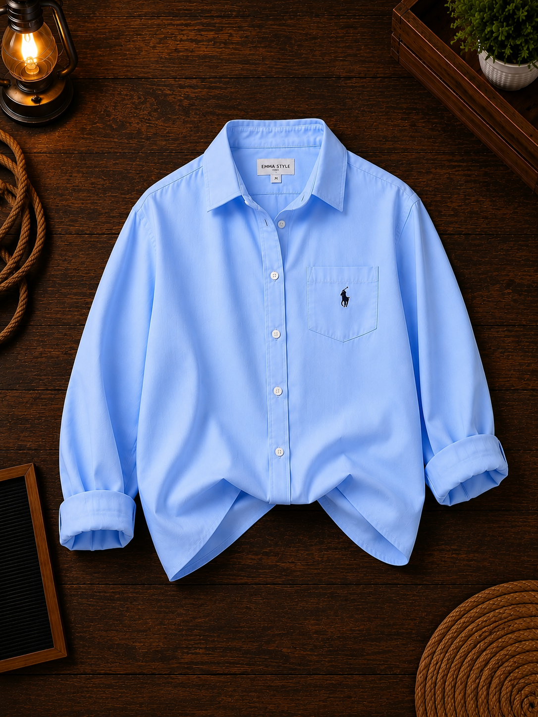 Premium Sky Blue Shirt & Light Blue Denim Jeans Co-Ord Set