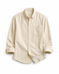 Men's Premium Cream & White Striped Cotton Casual Shirt