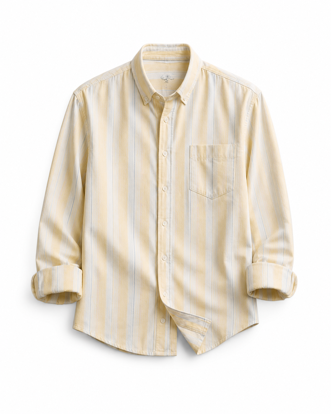 Men's Premium Cream & White Striped Cotton Casual Shirt