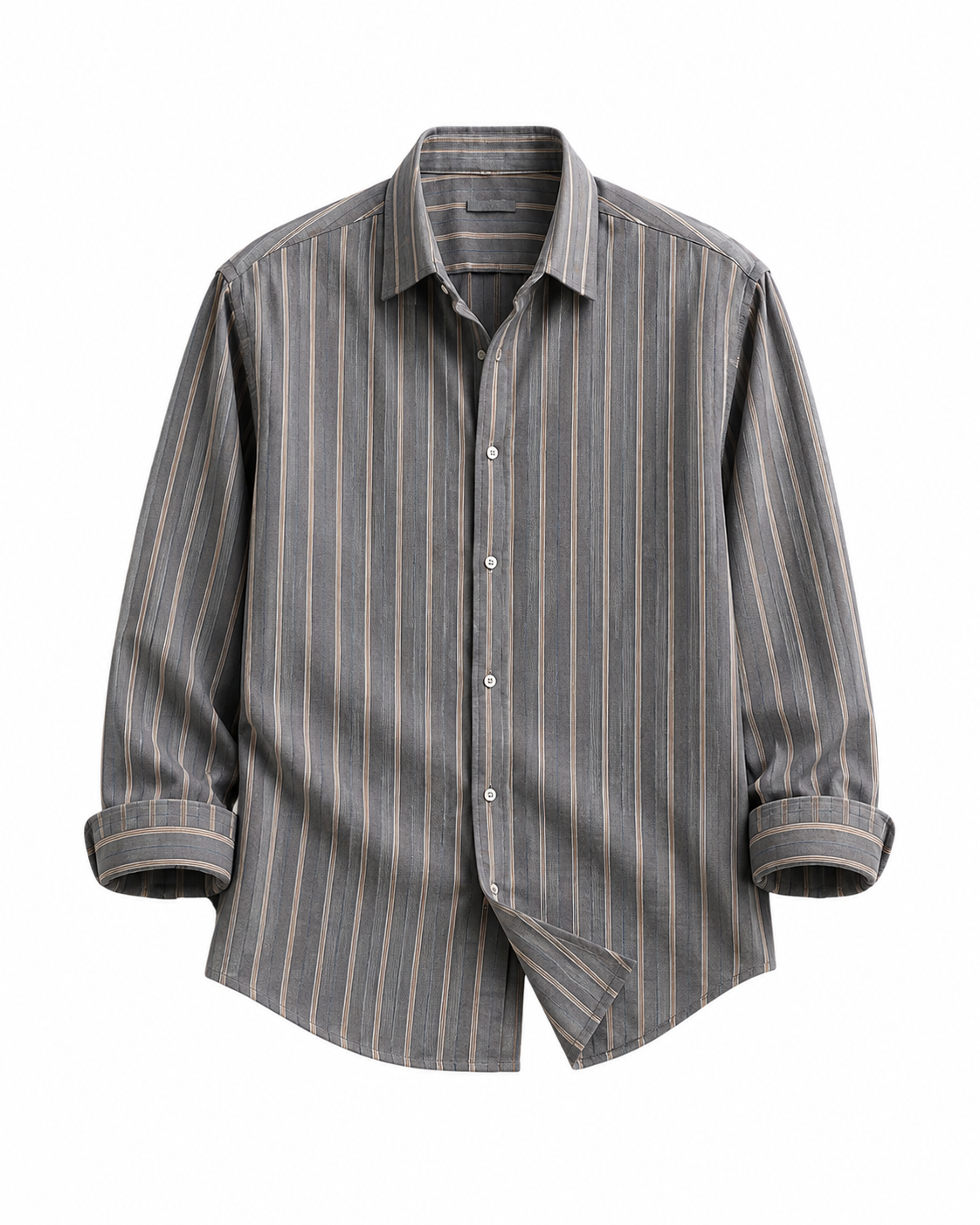 Men's Premium Grey Vertical Stripe Cotton Casual Shirt