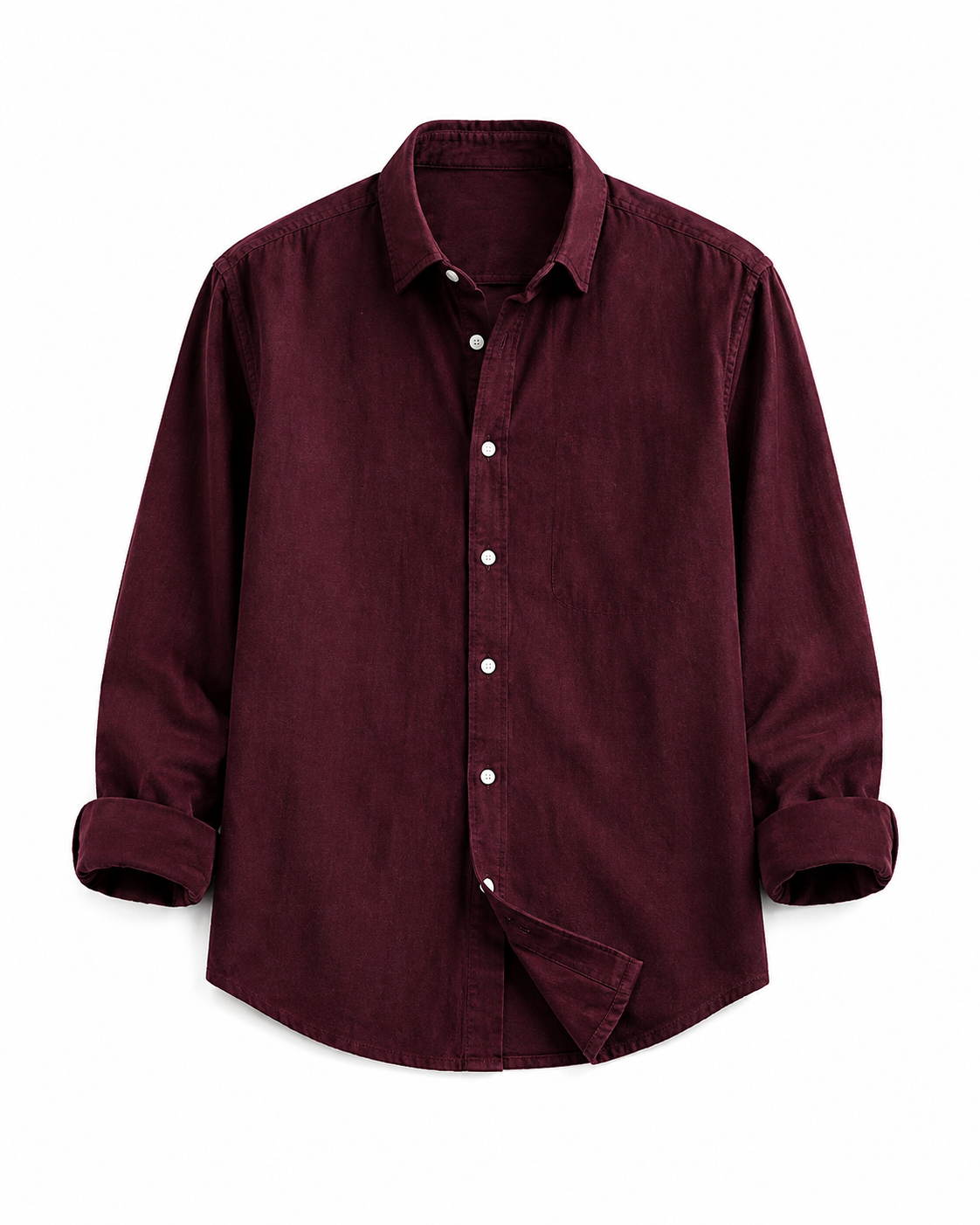 Men's Premium Maroon Cotton Casual Shirt – Full Sleeve | Regular Fit
