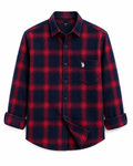Men's Premium Red & Navy Buffalo Check Cotton Casual Shirt