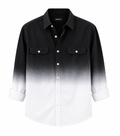 Men's Black & White Ombre Cotton Casual Shirt | Premium Full Sleeve Regular Fit