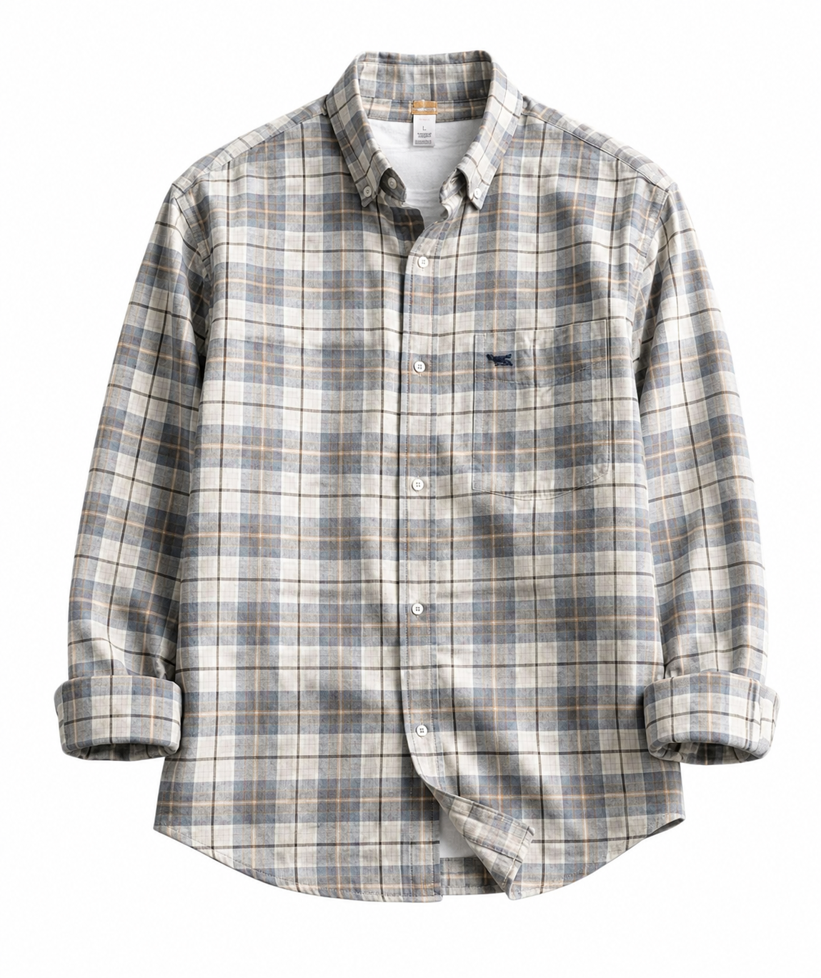 Men's Premium Grey & White Plaid Cotton Casual Shirt