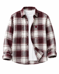 Men's Maroon & White Checkered Cotton Casual Shirt | Premium Full Sleeve Regular Fit