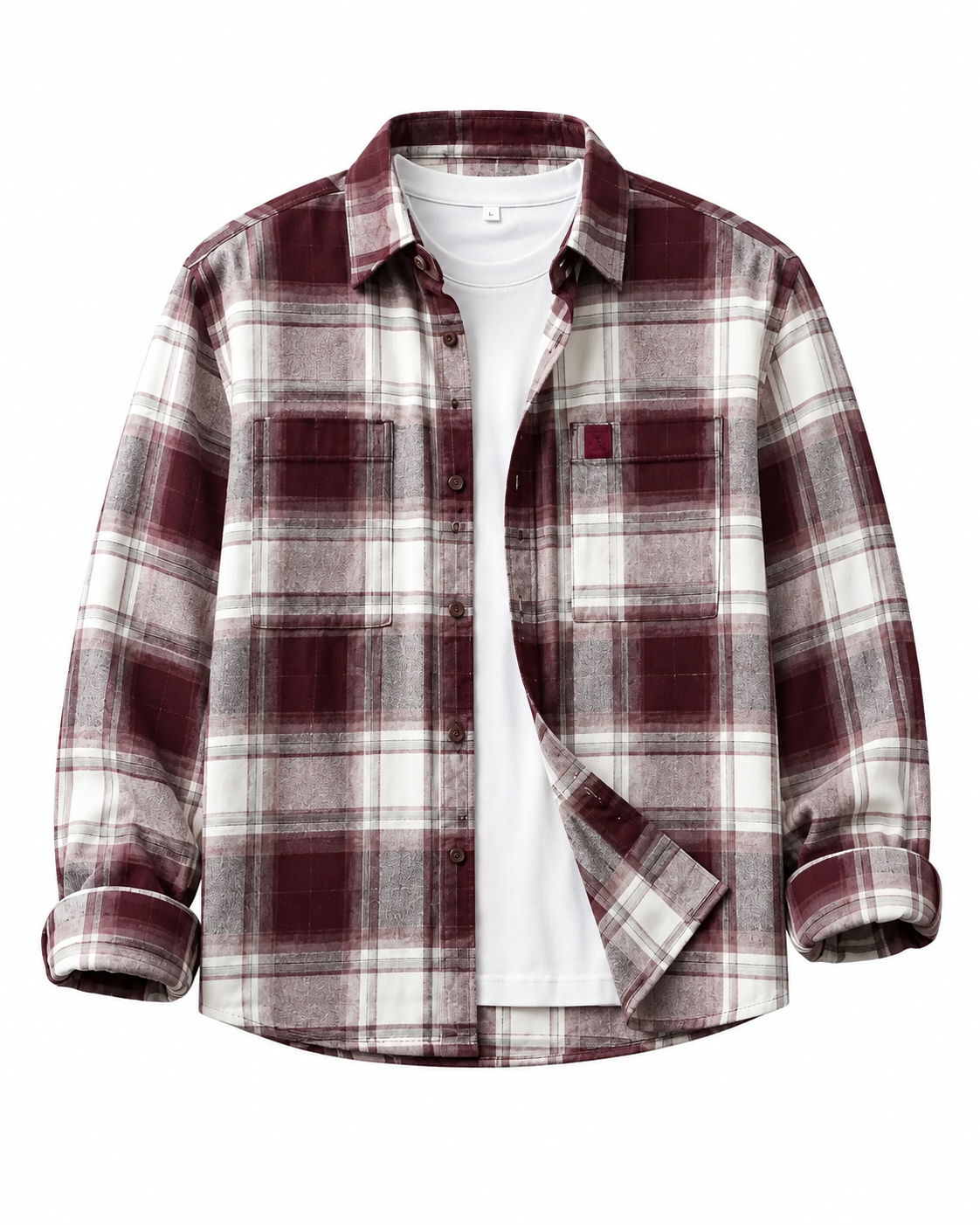 Men's Maroon & White Checkered Cotton Casual Shirt | Premium Full Sleeve Regular Fit