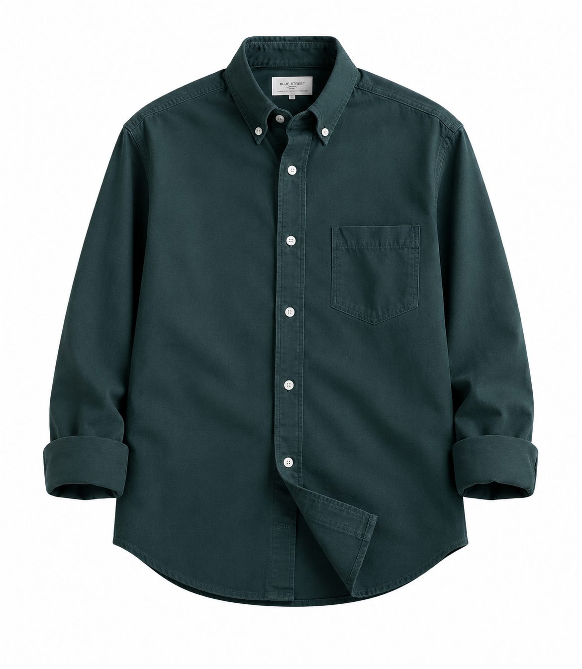 Men's Premium Dark Green Cotton Casual Shirt – Full Sleeve | Regular Fit
