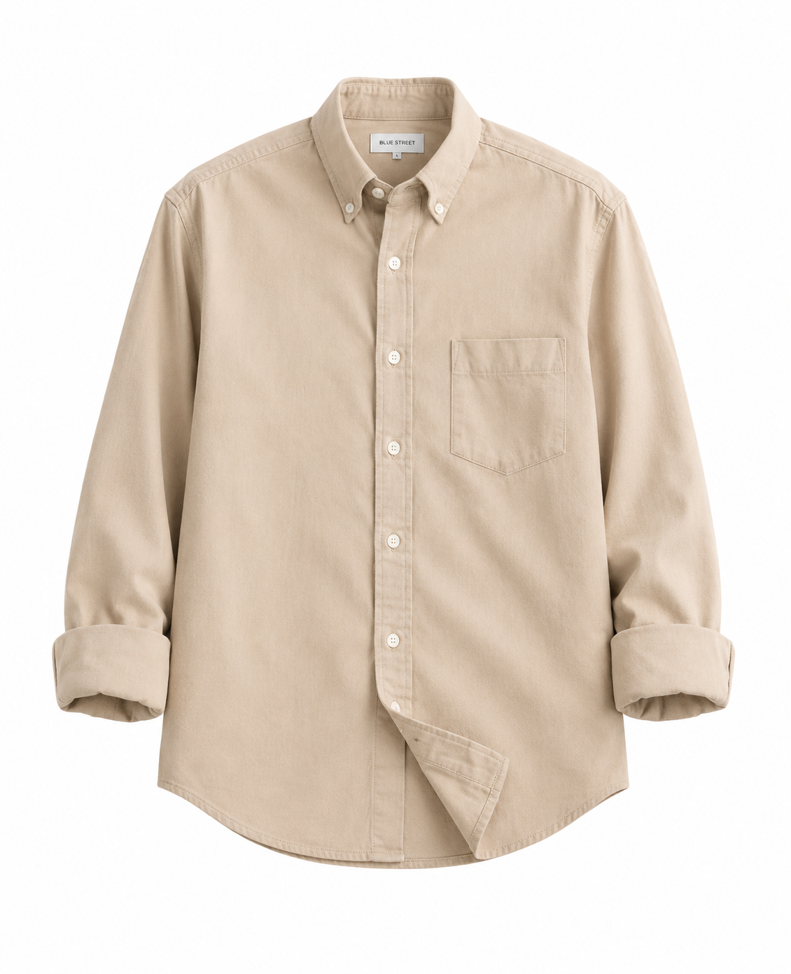 Men's Premium Beige Oxford Cotton Button-Down Shirt