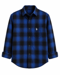 Men's Premium Blue & Black Buffalo Check Cotton Casual Shirt
