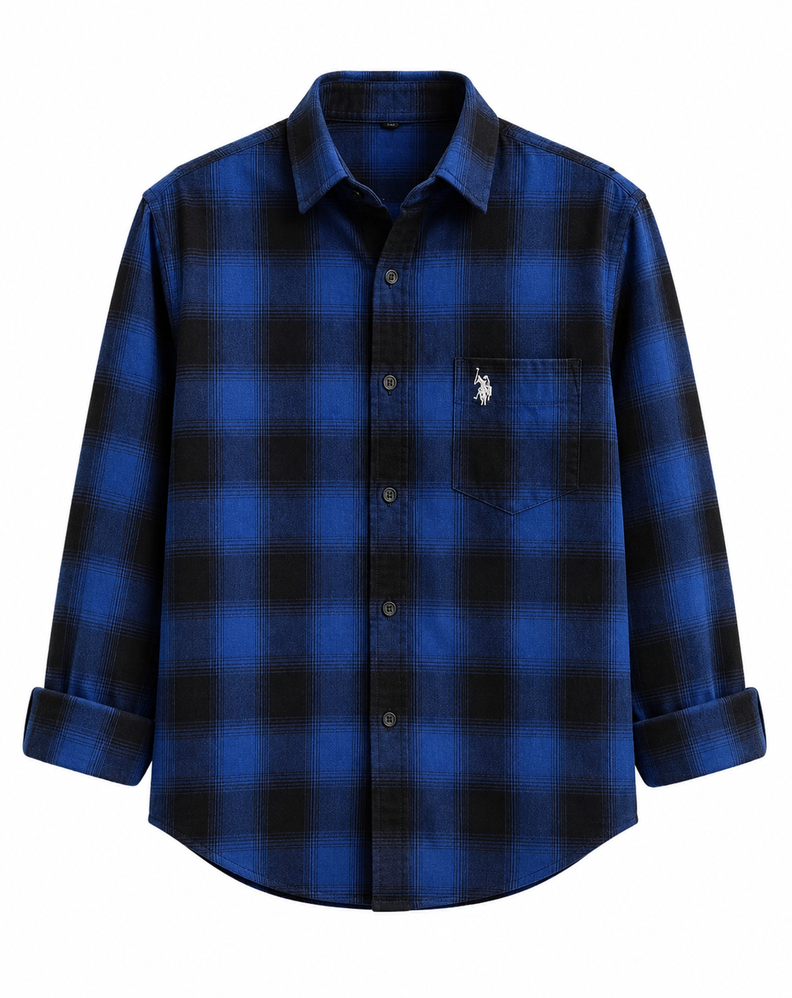 Men's Premium Blue & Black Buffalo Check Cotton Casual Shirt