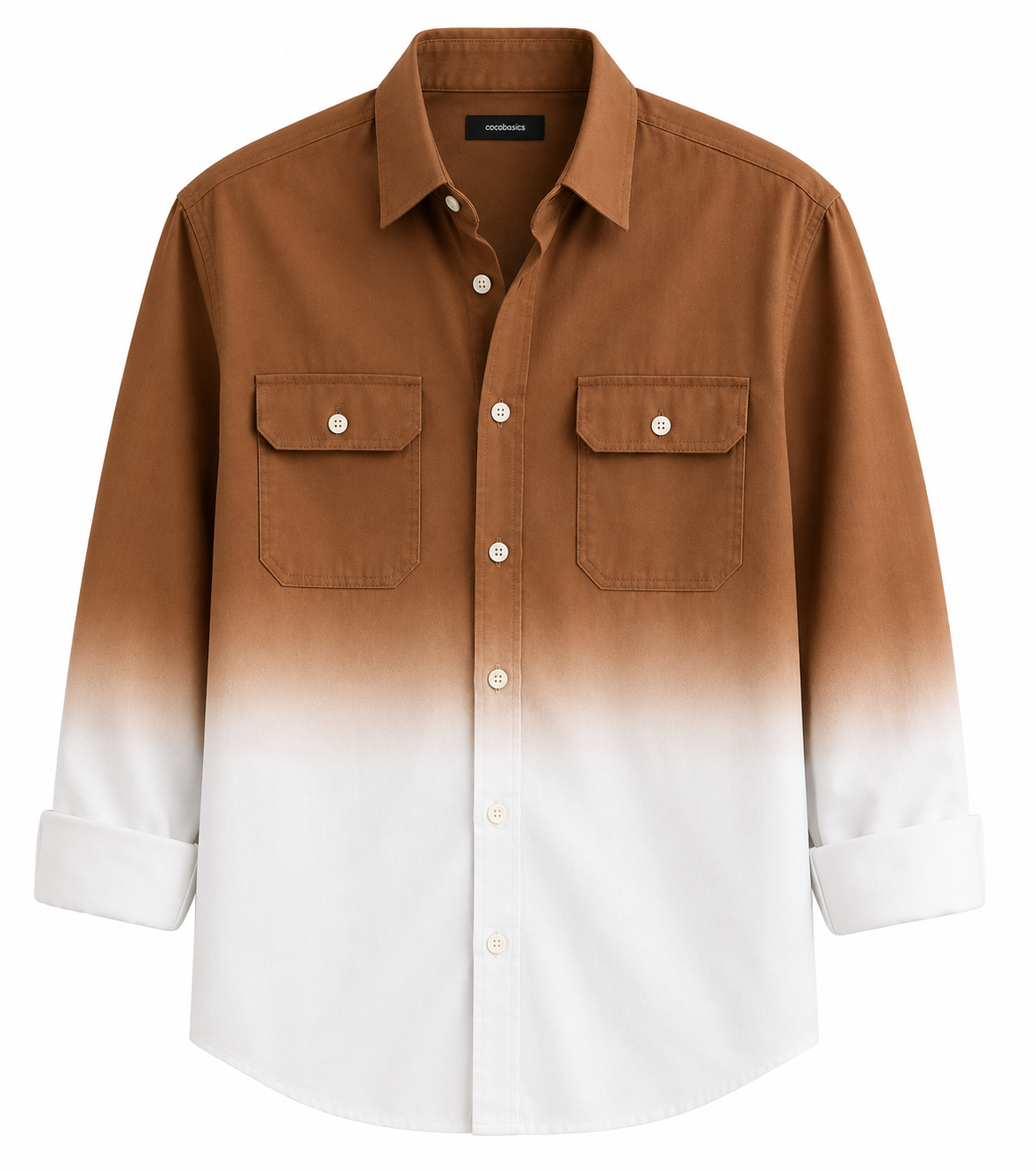Men's Premium Brown Ombre Cotton Casual Shirt – Full Sleeve | Regular Fit