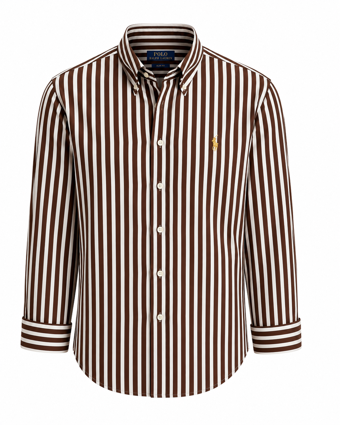 Men's Brown & White Vertical Striped Cotton Casual Shirt | Premium Full Sleeve Regular Fit