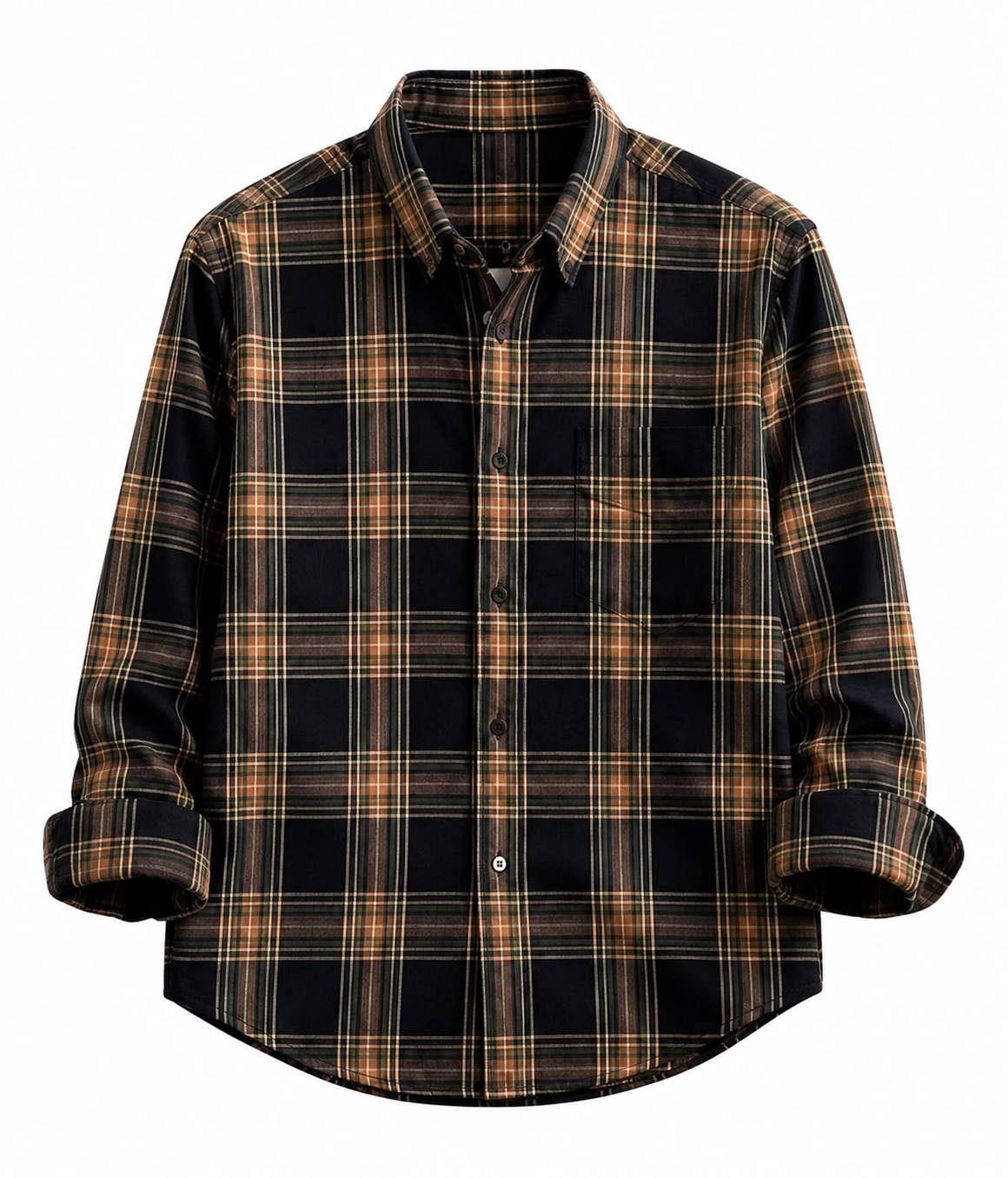 Men's Premium Brown & Black Checked Cotton Casual Shirt – Full Sleeve | Regular Fit