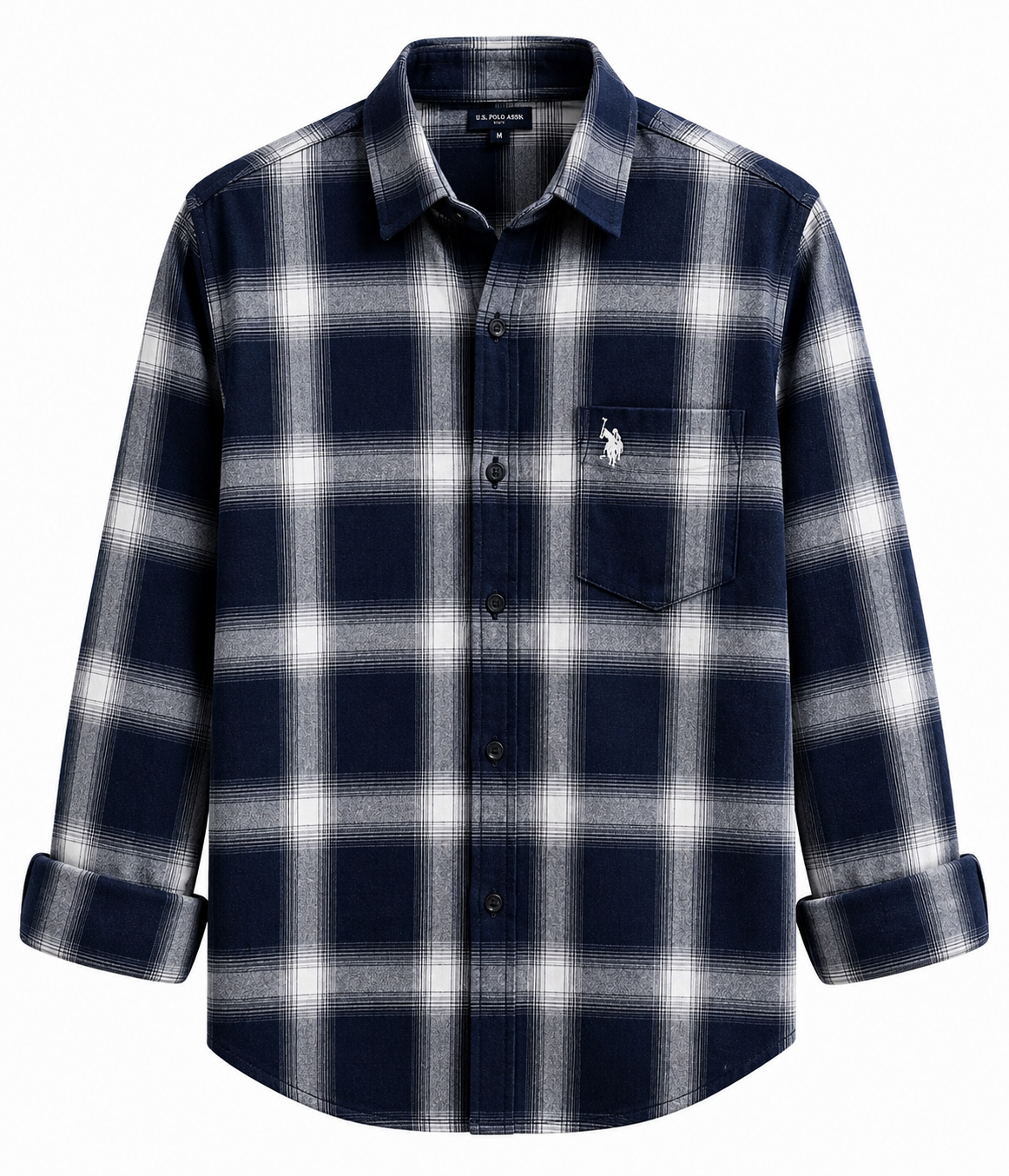 Men's Premium Navy Blue Checked Cotton Casual Shirt – Full Sleeve | Regular Fit