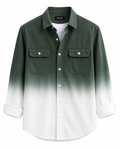 Men's Premium Green & White Ombre Cotton Casual Shirt