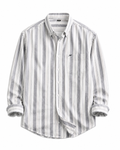 Men's Premium Grey & White Vertical Stripe Cotton Casual Shirt