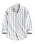 Men's Sky Blue & White Vertical Striped Cotton Casual Shirt | Premium Full Sleeve Regular Fit
