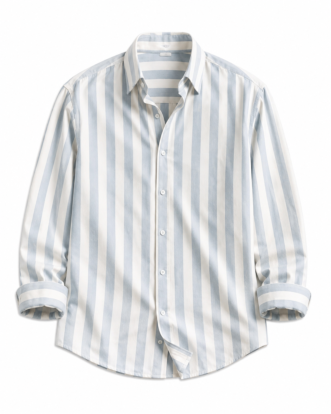 Men's Sky Blue & White Vertical Striped Cotton Casual Shirt | Premium Full Sleeve Regular Fit