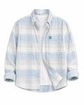 Men's Premium Sky Blue Checked Casual Cotton Shirt – Full Sleeve | Regular Fit