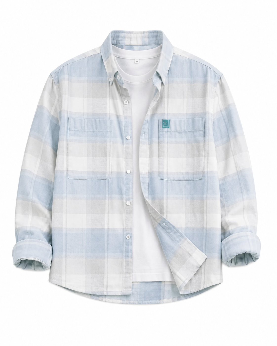 Men's Premium Sky Blue Checked Casual Cotton Shirt – Full Sleeve | Regular Fit