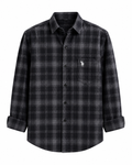 Men's Premium Charcoal Black Checked Cotton Casual Shirt – Full Sleeve | Regular Fit