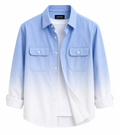 Men's Sky Blue & White Ombre Cotton Casual Shirt | Premium Full Sleeve Regular Fit