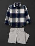 Men's Premium Blue Checked Shirt with Light Grey Denim Jeans Combo