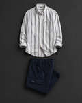 Men's Premium Vertical Striped Casual Shirt with Navy Cargo Pants Combo