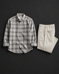 Men's Premium Checked Cotton Shirt with Beige Straight Fit Trousers Co-Ord Set