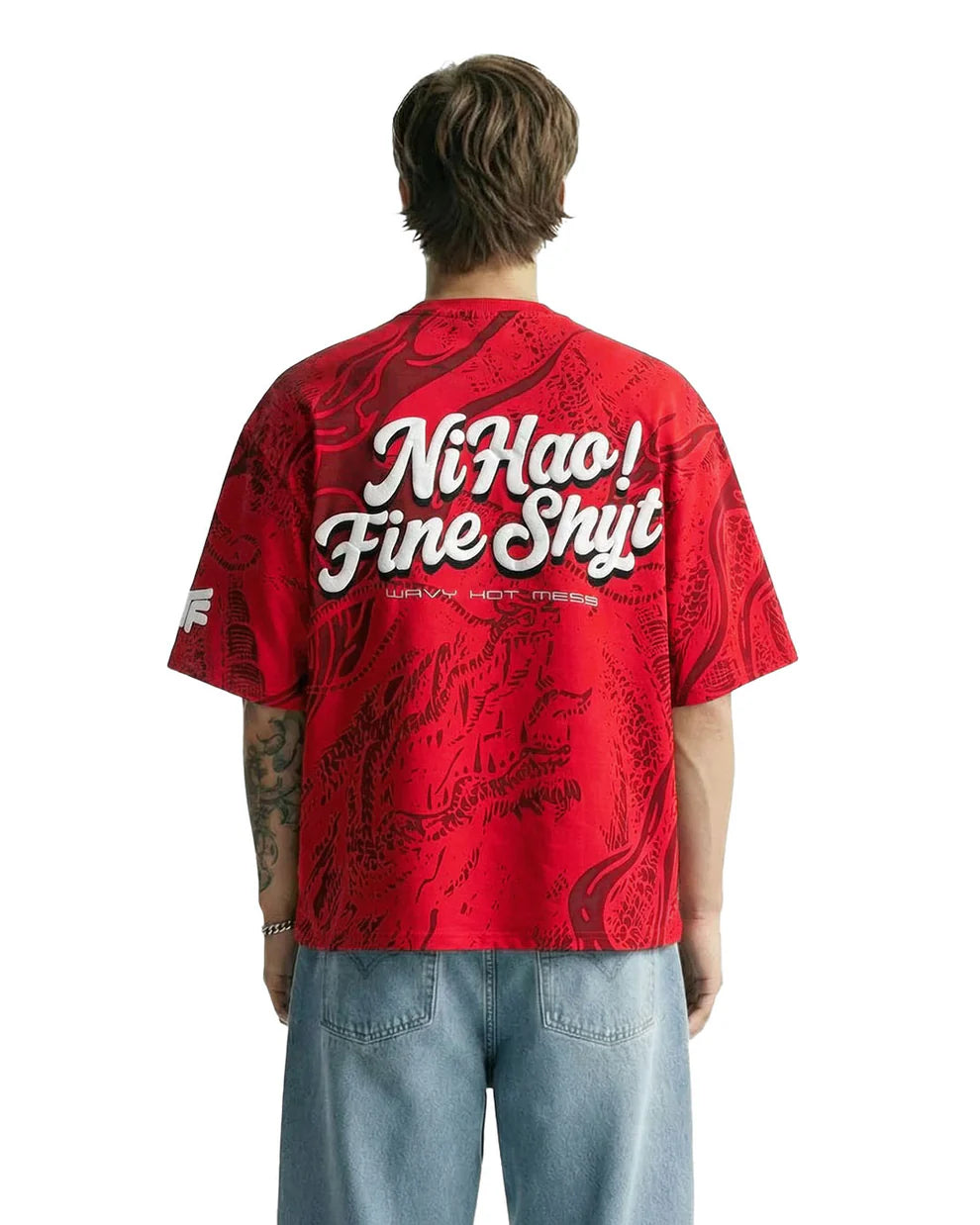 DriftWear Clothing's Ni Hao! Fine Shyt Boxy-Fit Oversized Graphic T-Shirt