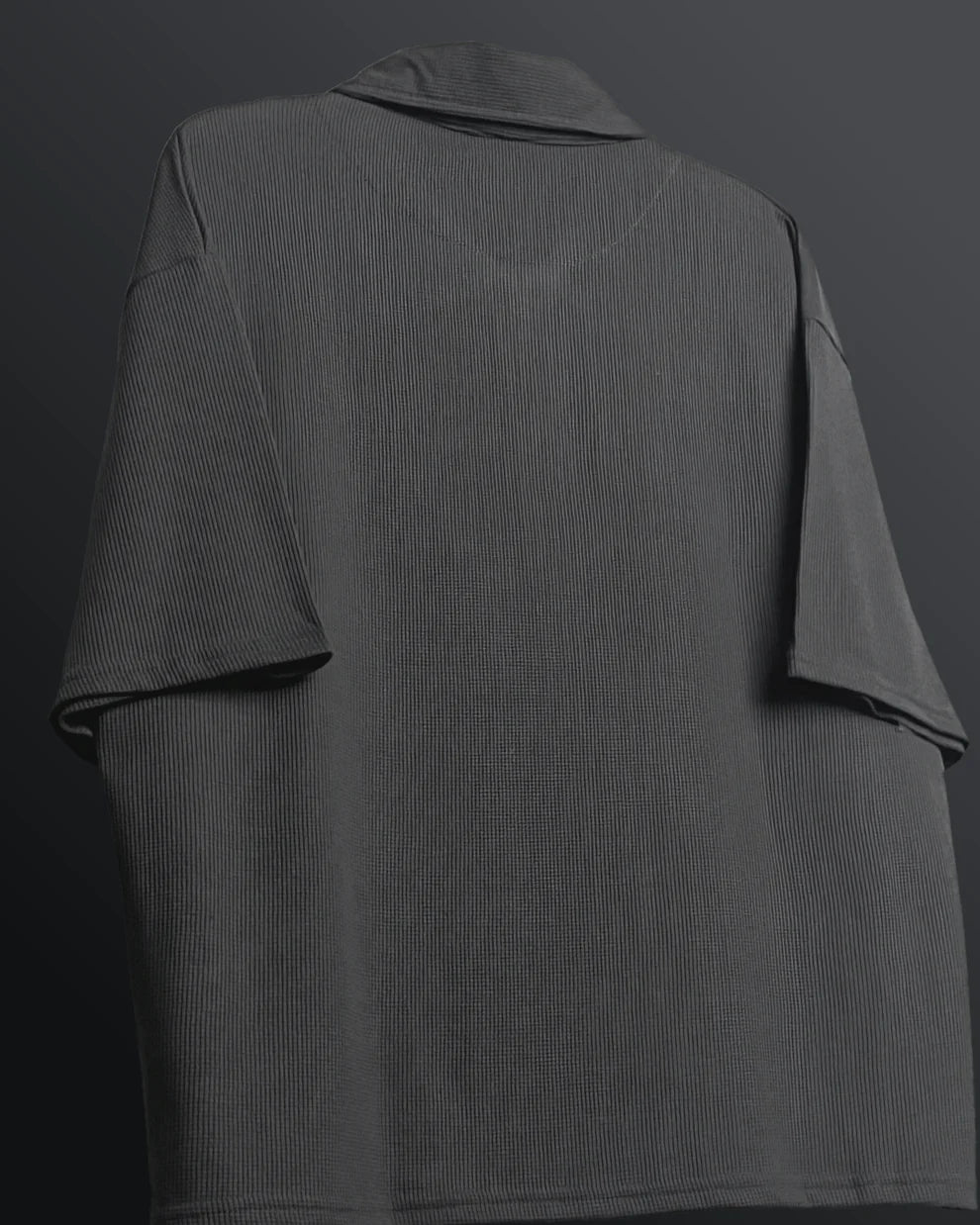 DriftWear Clothing's Grey Waffle Zip Polo Boxy-Fit T-Shirt