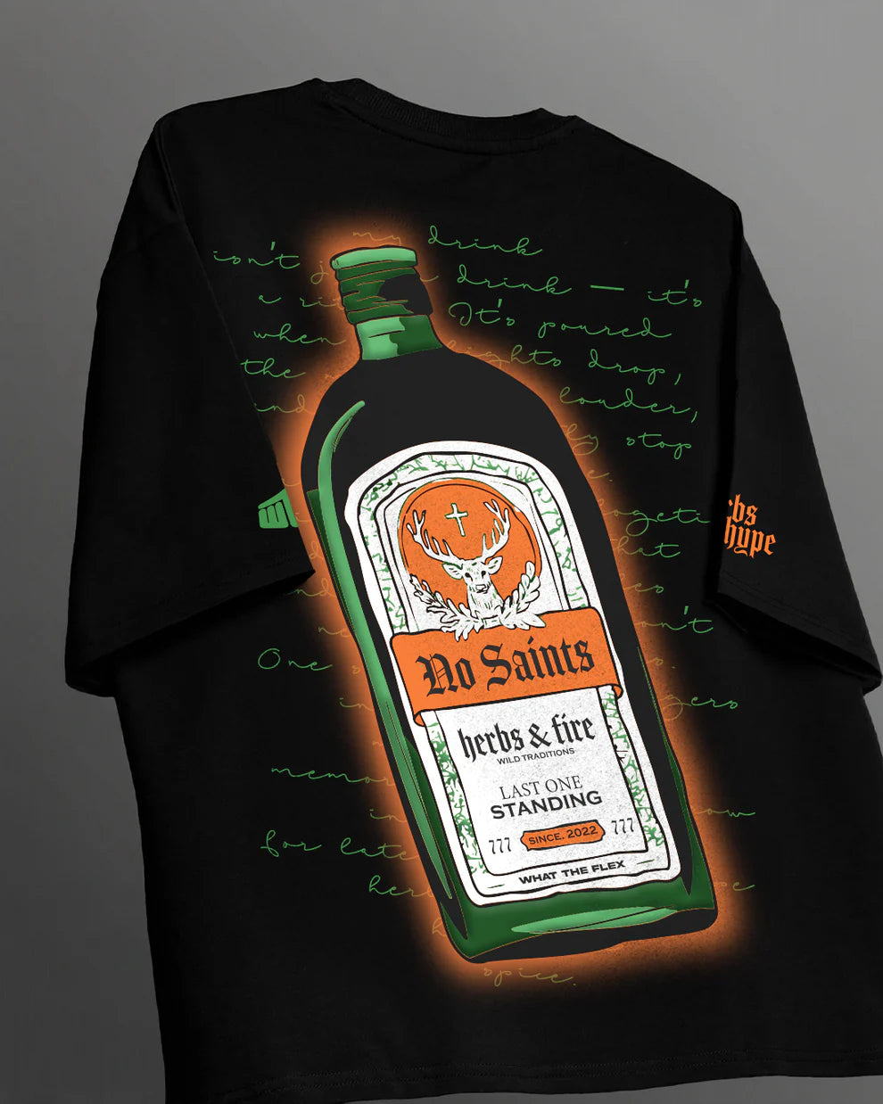DriftWear Clothing's No Saints Herbs & Fire Boxy-Fit Oversized T-Shirt