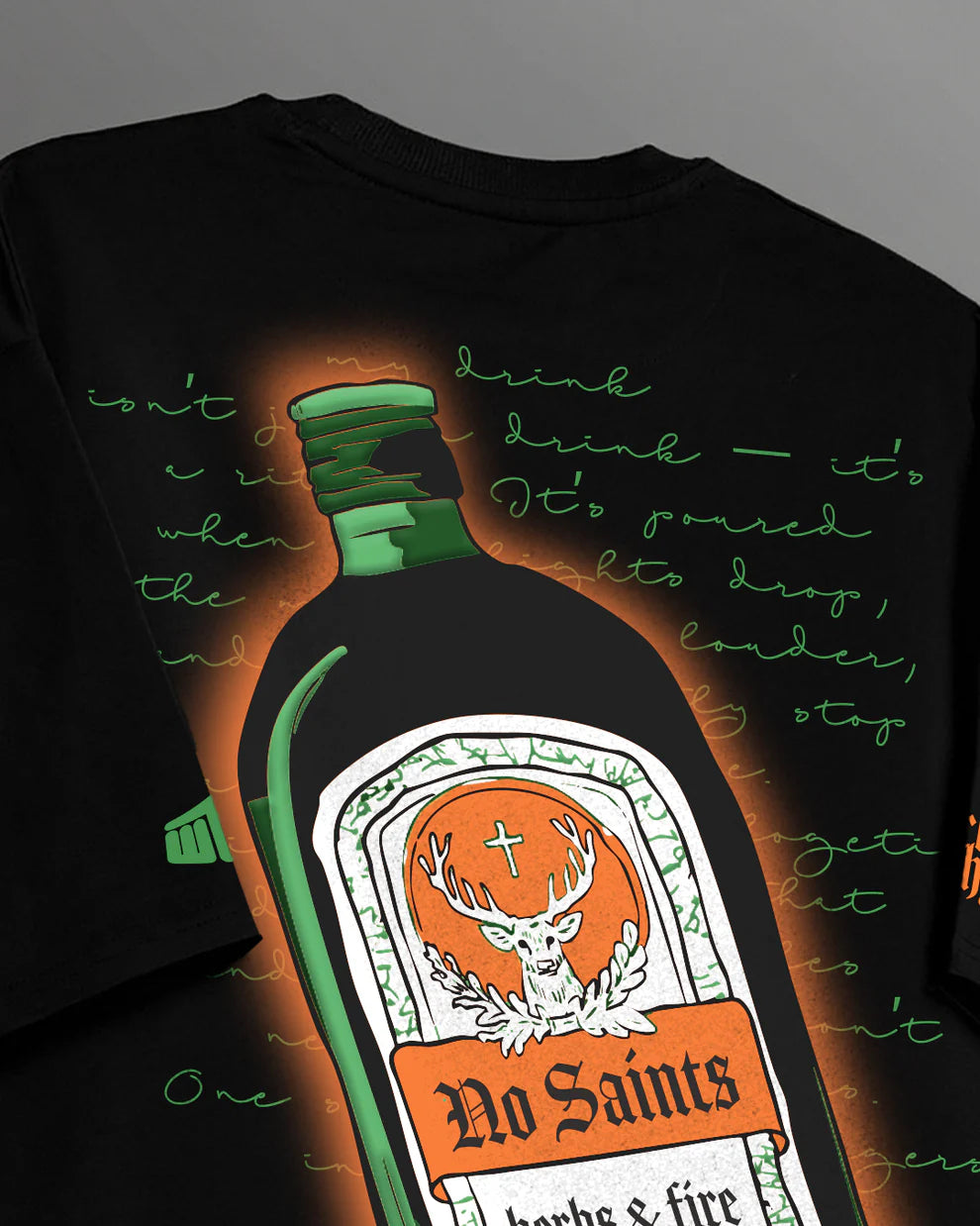 DriftWear Clothing's No Saints Herbs & Fire Boxy-Fit Oversized T-Shirt