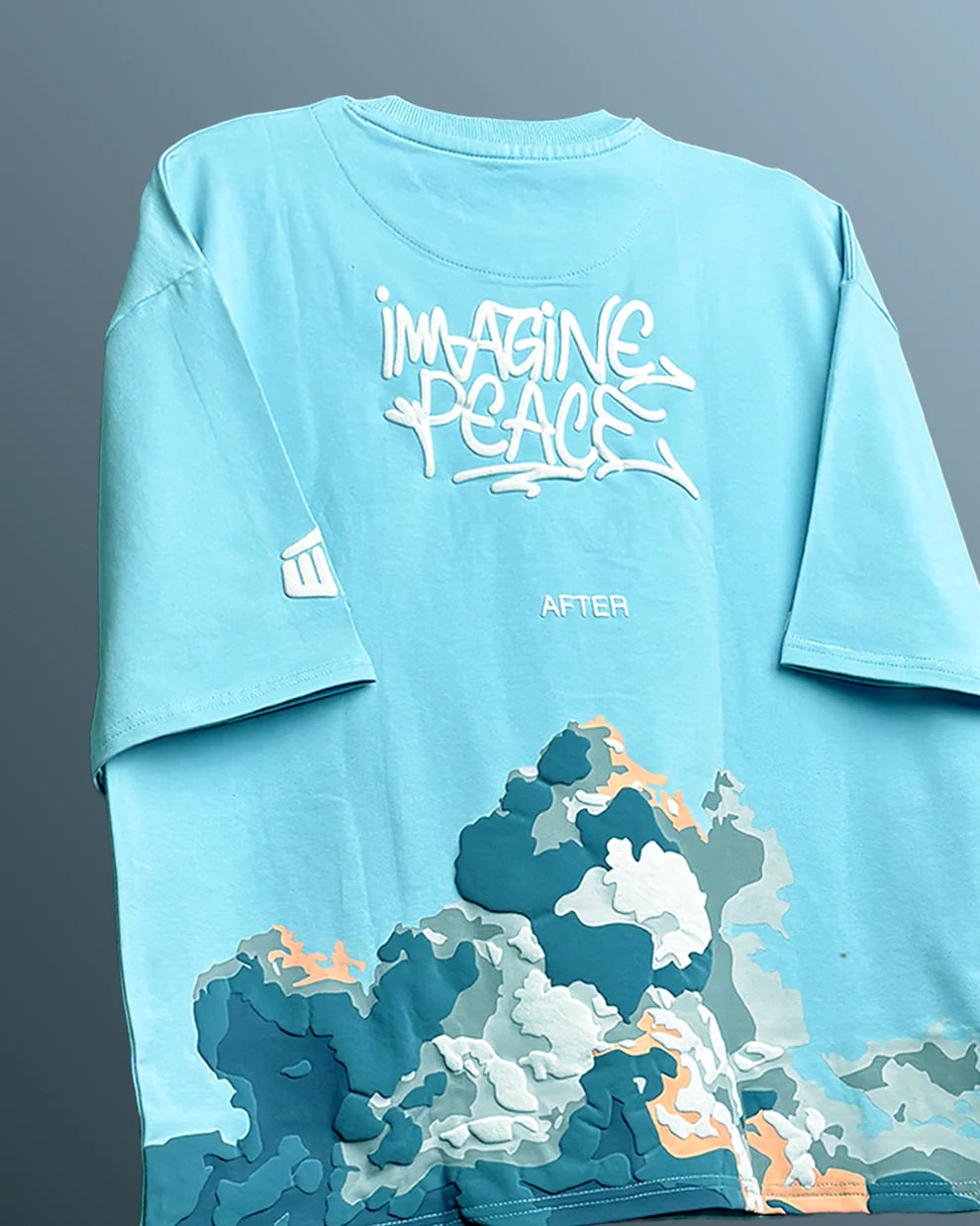 DriftWear Clothing's Imagine Peace Ice Blue Oversized Heavyweight T-Shirt | 280 GSM Premium Cotton