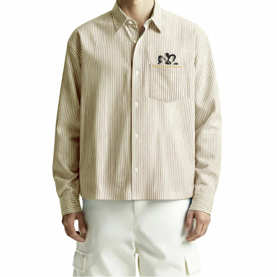 DriftWear Clothing's Give Peace A Chance Yellow Striped Cotton Shirt