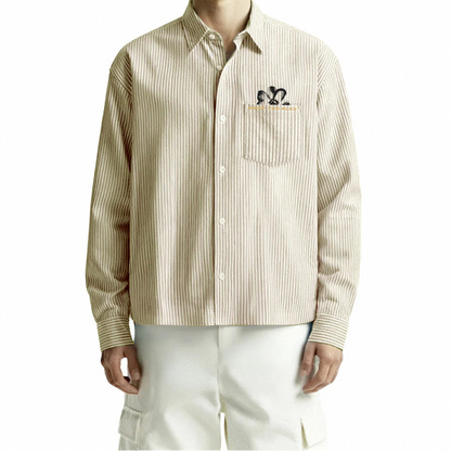 DriftWear Clothing's Give Peace A Chance Yellow Striped Cotton Shirt