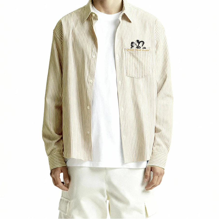 DriftWear Clothing's Give Peace A Chance Yellow Striped Cotton Shirt