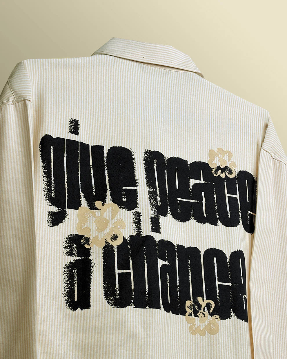DriftWear Clothing's Give Peace A Chance Yellow Striped Cotton Shirt