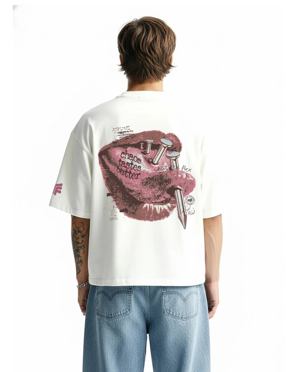 DriftWear Clothing's Riot Off-White Boxy-Fit Oversized Graphic T-Shirt