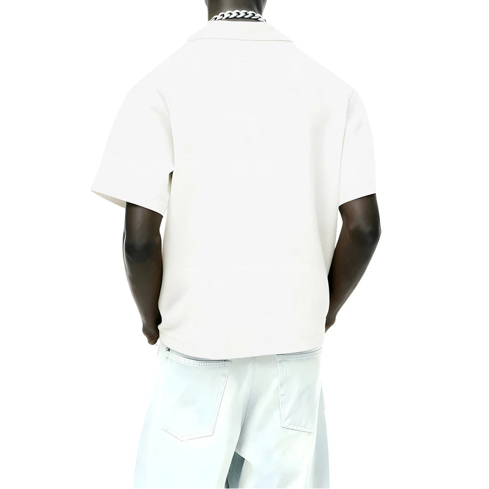 DriftWear Clothing's Off White Waffle Boxy-Fit Polo T-Shirt