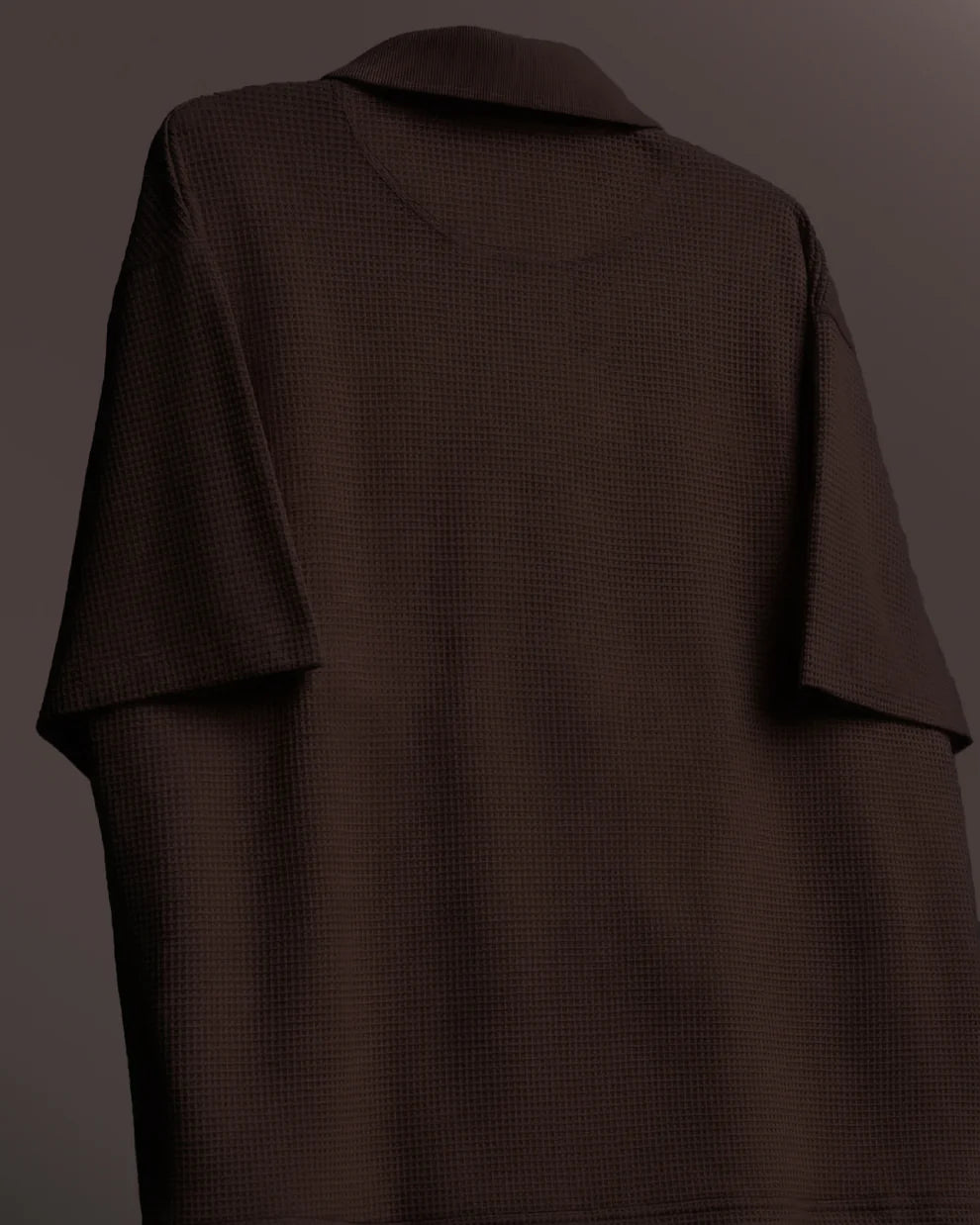 DriftWear Clothing's Burnt Brown Waffle Boxy-Fit Polo T-Shirt