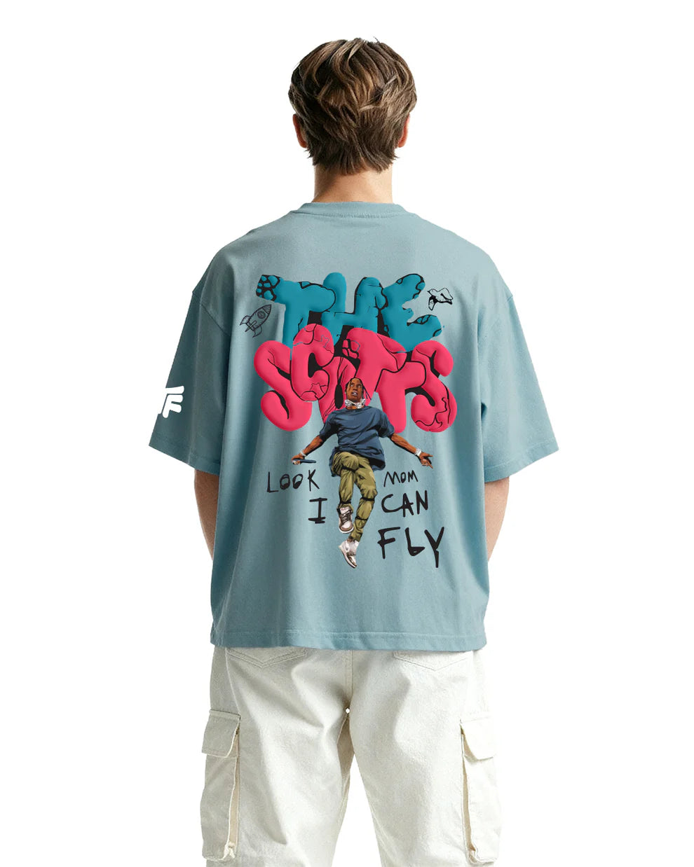 DriftWear Clothing's Astroworld Sky Blue Oversized Graphic T-Shirt